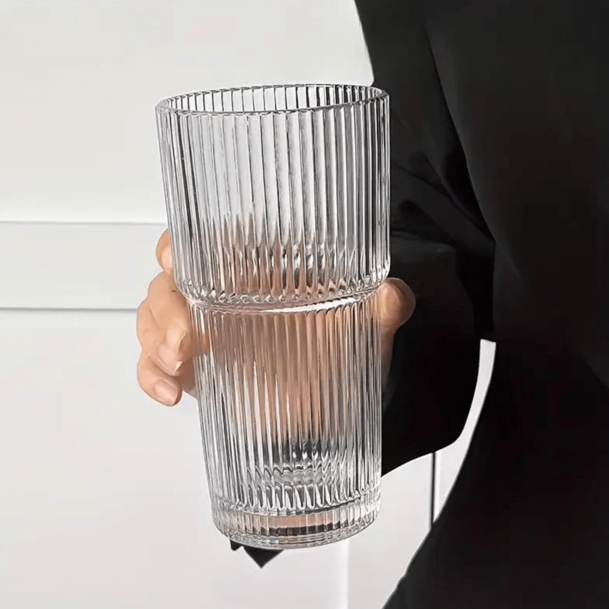 Verre Strié Premium – Avec Couvercle & Paille Transparente - Coffret matcha MizuMood